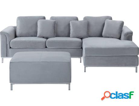 Sofá Oslo (Gris - Terciopelo -151x270x64 cm)