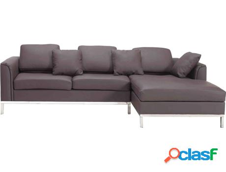 Sofá Rinconera BELIANI Oslo (Marrón - Piel -151x270x64 cm)