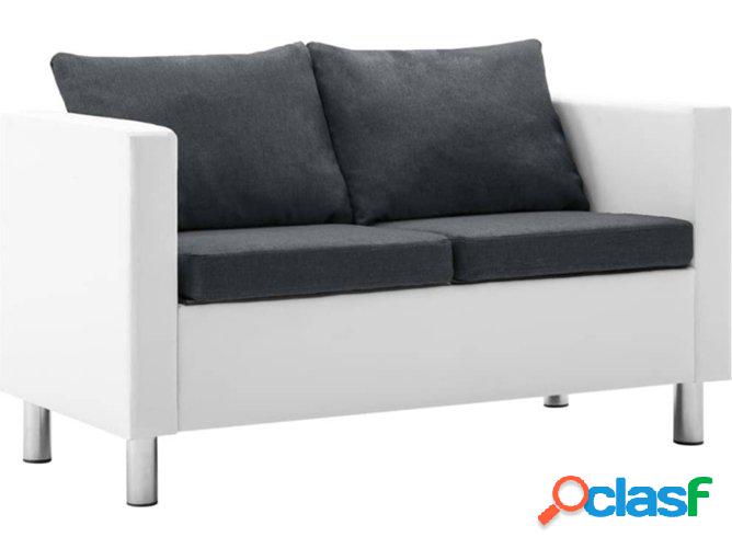 Sofá VIDAXL 2 plazas en cuero artificial blanco y gris