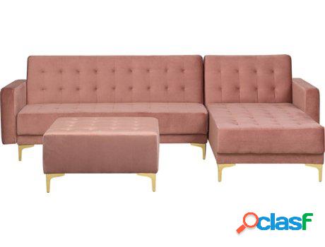 Sofá con Reposapiés Aberdeen (Rosa - Terciopelo