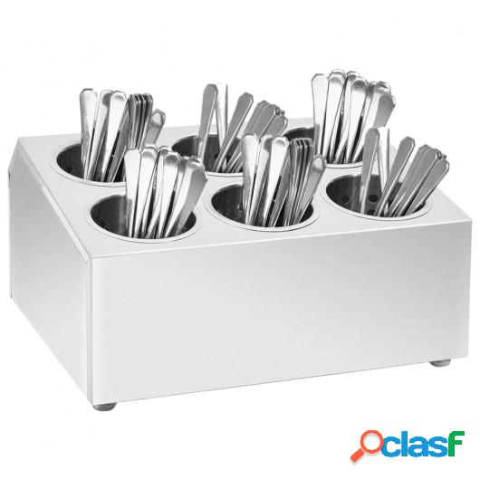 Soporte para cubiertos 6 rejillas acero inoxidable cuadrado