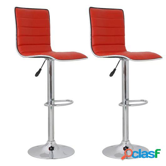 Taburetes de bar rojos 2 unidades 41x47,5x95-116 cm