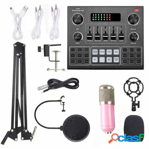 Tarjeta de sonido multifuncional Live V9 y kit de micrófono
