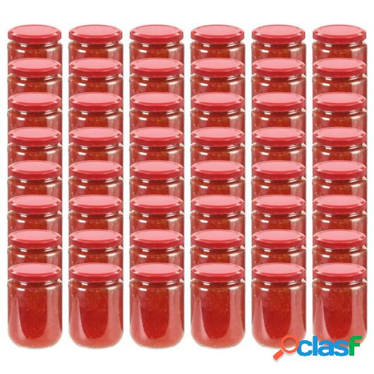 Tarros de mermelada de vidrio con tapa roja 48 unidades 230