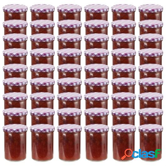 Tarros de mermelada de vidrio tapa blanca y morado 48 uds