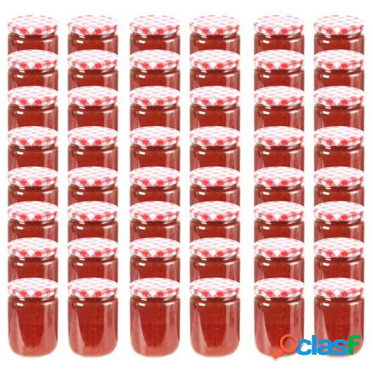Tarros de mermelada de vidrio tapa blanca y roja 48 uds 230