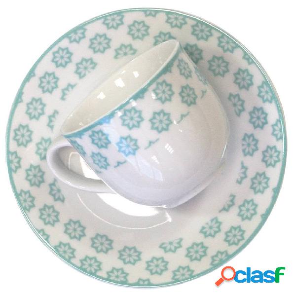 Tazas de café de porcelana banda verde