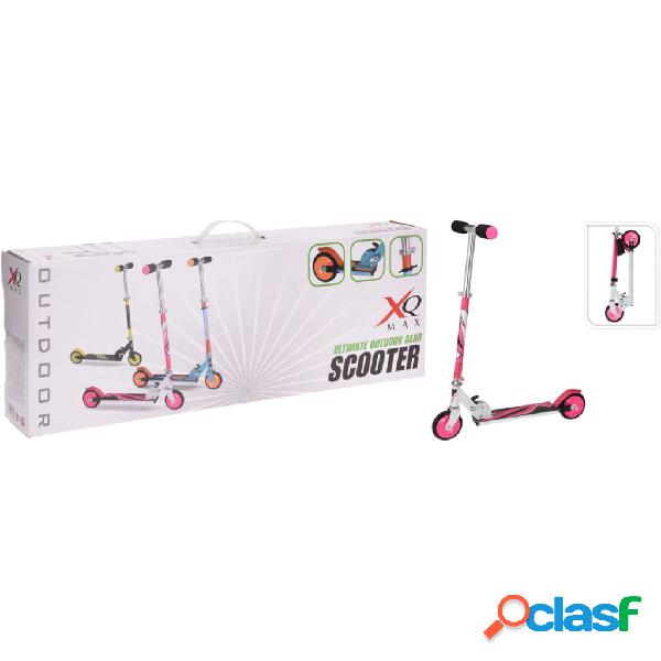 XQ Max Patinete plegable con freno de pie rosa y blanco