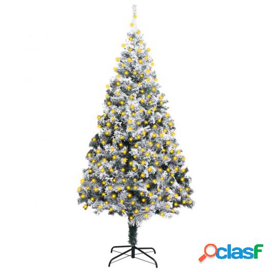 Árbol de Navidad artificial LED PVC verde nieve flocado 300