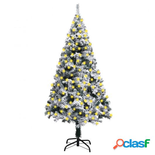 Árbol de Navidad artificial LED nieve flocado PVC verde 210