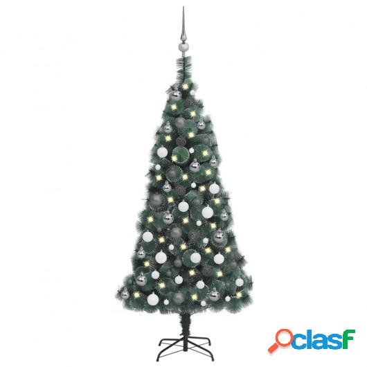 Árbol de Navidad artificial LED y bolas verde 120 cm PVC y