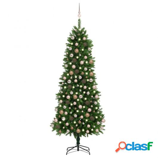 Árbol de Navidad artificial LED y bolas verde 240 cm