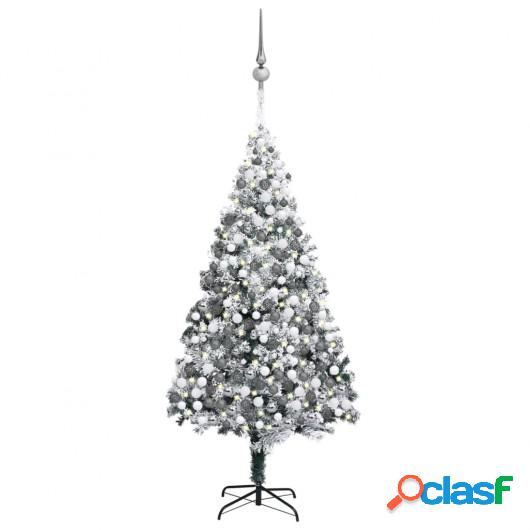 Árbol de Navidad artificial con LED bolas y nieve verde 400