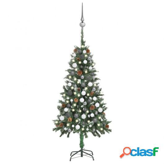 Árbol de Navidad artificial con LED bolas y piñas 150 cm