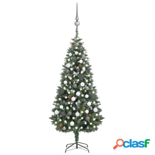 Árbol de Navidad artificial con LED, bolas y piñas 180 cm