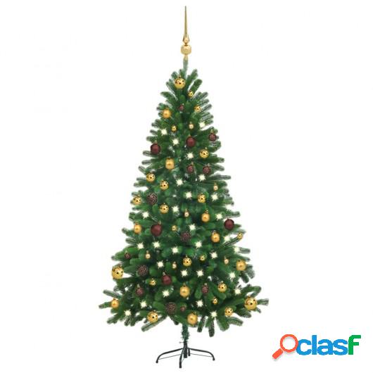 Árbol de Navidad artificial con LED y bola verde 150 cm