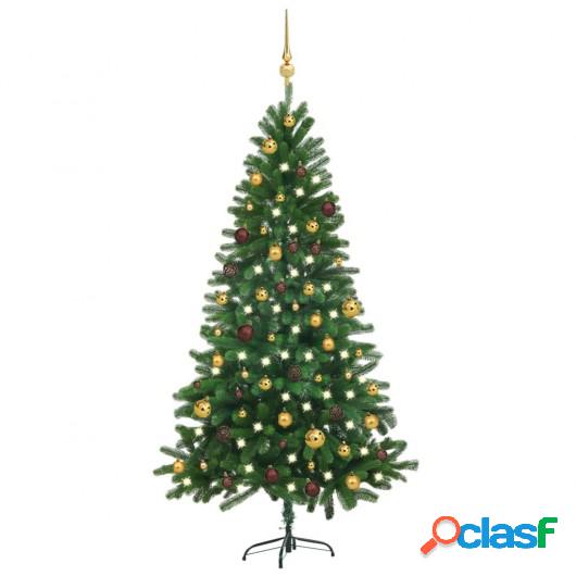 Árbol de Navidad artificial con LED y bola verde 180 cm