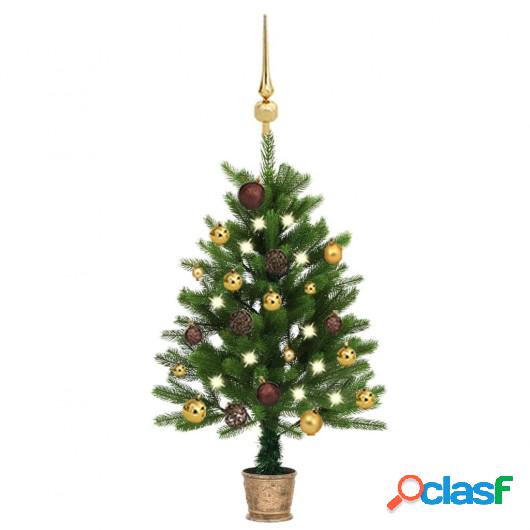 Árbol de Navidad artificial con LED y bola verde 90 cm