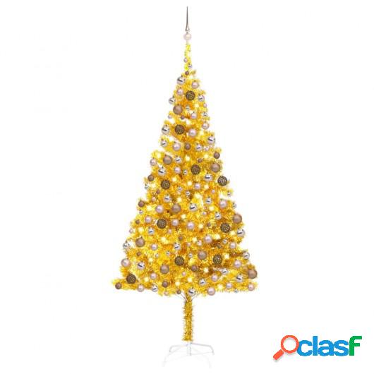 Árbol de Navidad artificial con LED y bolas PET dorado 240