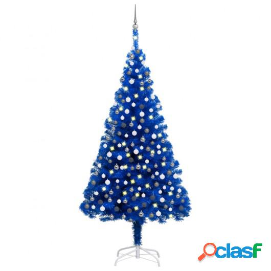 Árbol de Navidad artificial con LED y bolas PVC azul 240 cm