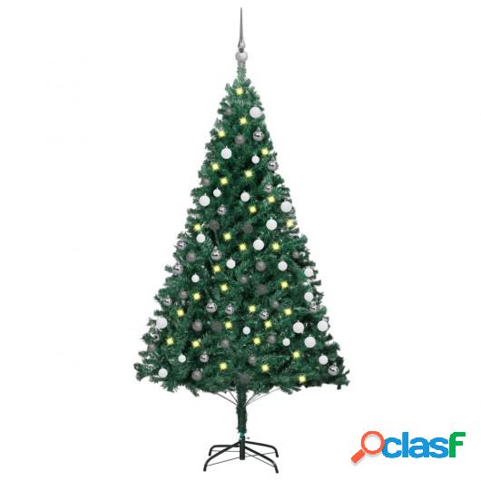 Árbol de Navidad artificial con LED y bolas PVC verde 180