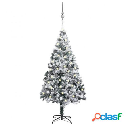 Árbol de Navidad artificial con LED y bolas PVC verde 210