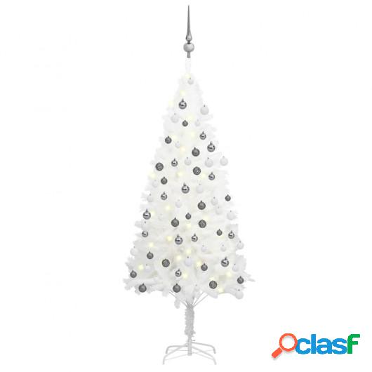 Árbol de Navidad artificial con LED y bolas blanco 120 cm