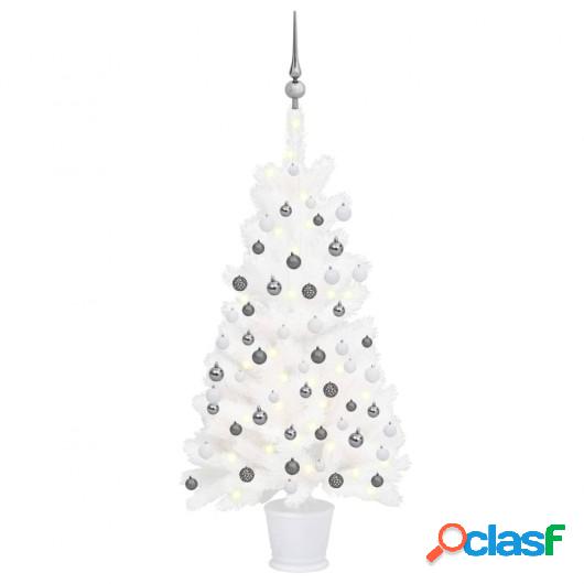 Árbol de Navidad artificial con LED y bolas blanco 90 cm