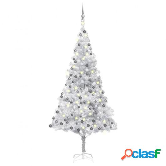 Árbol de Navidad artificial con LED y bolas plateado PET