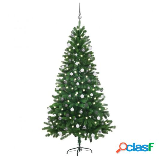 Árbol de Navidad artificial con LED y bolas verde 180 cm