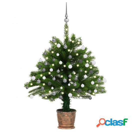 Árbol de Navidad artificial con LED y bolas verde 65 cm