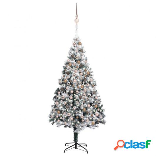 Árbol de Navidad artificial con LED y bolas verde PVC 240