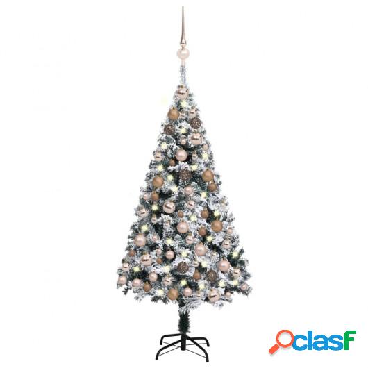 Árbol de Navidad artificial con LEDs y bolas verde 120 cm