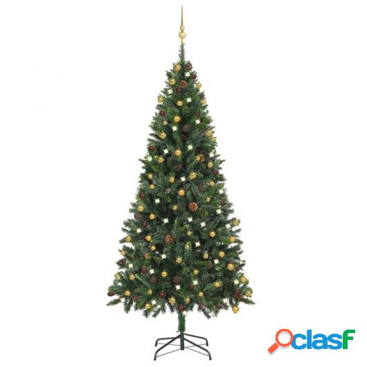 Árbol de Navidad artificial con LEDs y bolas verde 210 cm