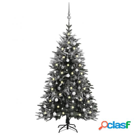 Árbol de Navidad con LED bolas y nieve flocada 180 cm PVC y