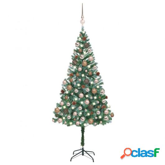 Árbol de Navidad con LED, bolas y piñas 180 cm