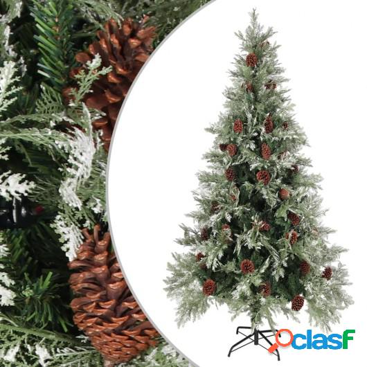 Árbol de Navidad con piñas verde y blanco PVC y PE 225 cm