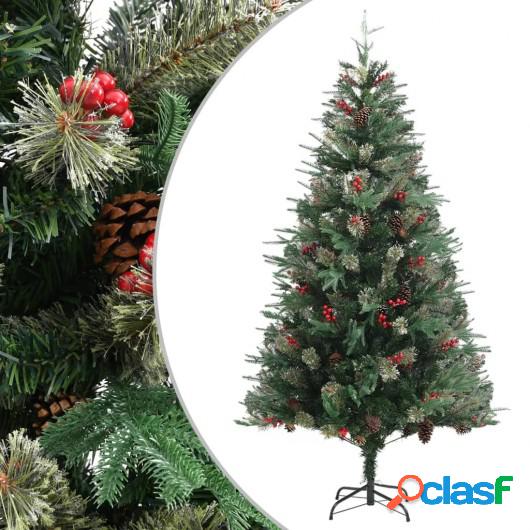 Árbol de Navidad y piñas verde PVC y PE 195 cm