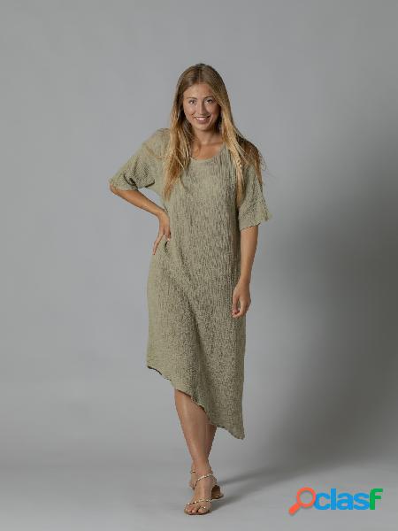 vestido asimétrico liso Verde claro
