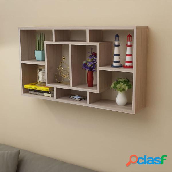 vidaXL 242549 Floating Wall Display Shelf 8 Compartments Oak