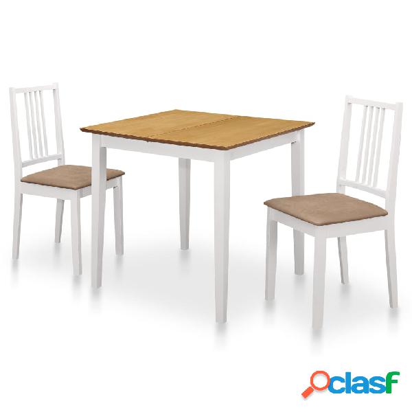 vidaXL 276408 3 Piece Dining Set MDF White (247625+247634)