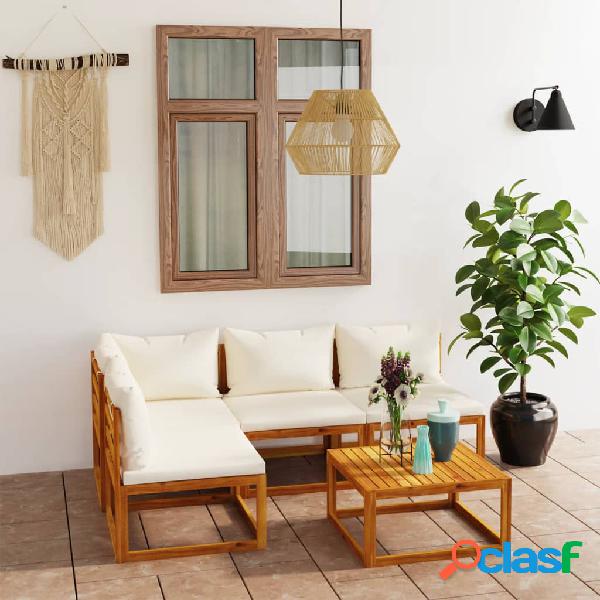 vidaXL 3057657 5 Piece Garden Lounge Set with Cushion Cream