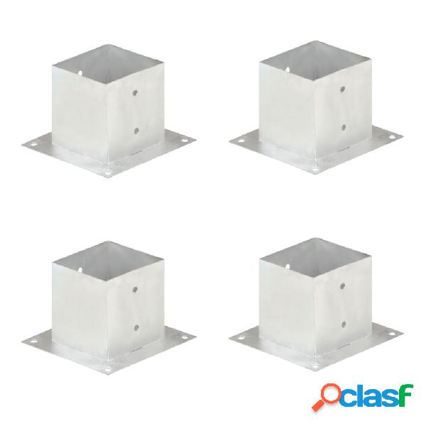 vidaXL Anclajes para postes 4 unidades metal galvanizado 141