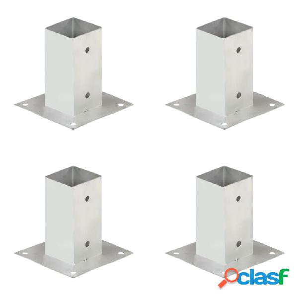 vidaXL Anclajes para postes 4 unidades metal galvanizados 71