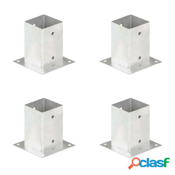 vidaXL Anclajes para postes 4 unidades metal galvanizados 91