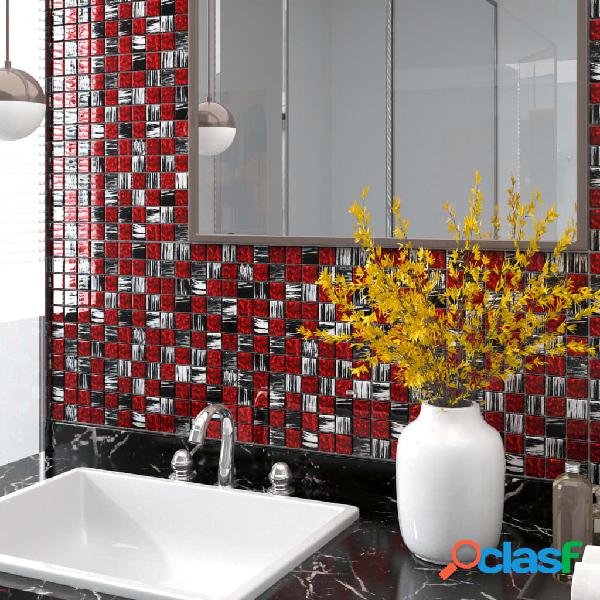 vidaXL Azulejos de mosaico 11 unidades vidrio negro y rojo