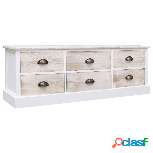 vidaXL Banco de entrada de madera blanco y marrón claro