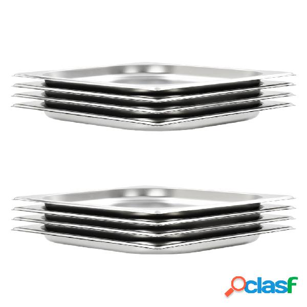 vidaXL Bandejas Gastronorm 8 unidades GN 1/2 20 mm acero