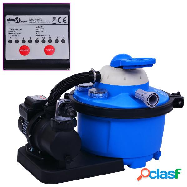 vidaXL Bomba filtro de arena con temporizador 450 W 25 L