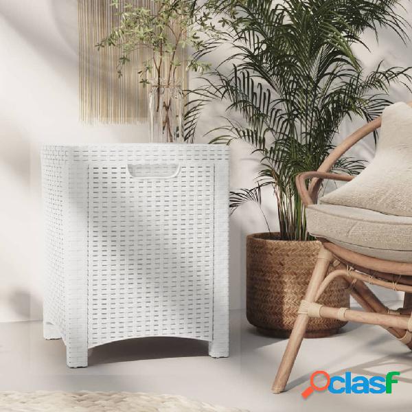 vidaXL Caja de almacenaje para jardín ratán PP blanco